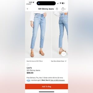 Great condition levi 501 skinny